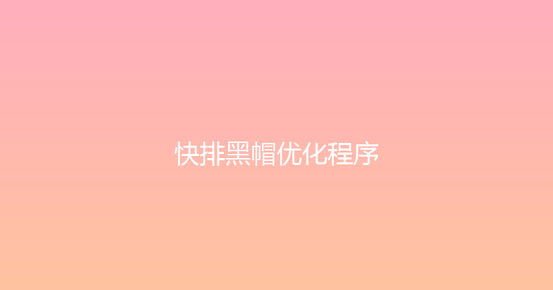 快排黑帽优化程序 封面图