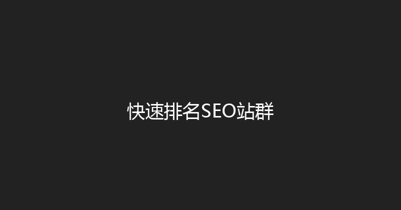 快速排名SEO站群 封面图