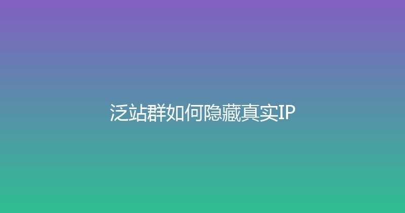 泛站群如何隐藏真实IP 封面图