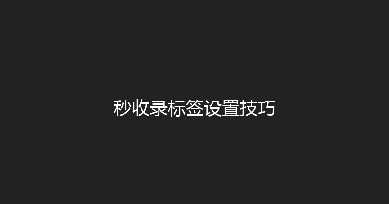 秒收录标签设置技巧 封面图