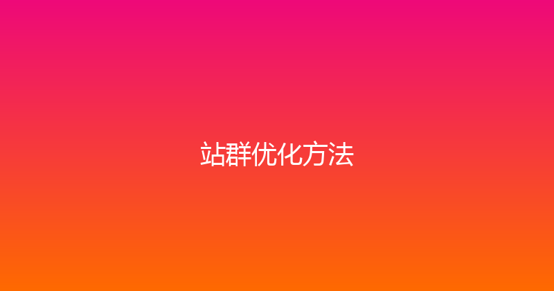 站群优化方法 封面图