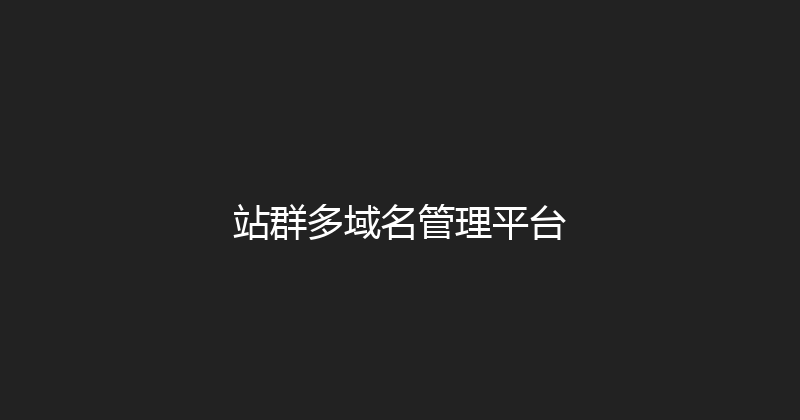 站群多域名管理平台 封面图