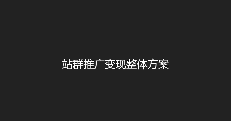 站群推广变现整体方案 封面图