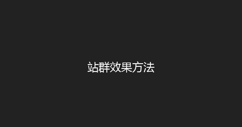 站群效果方法 封面图