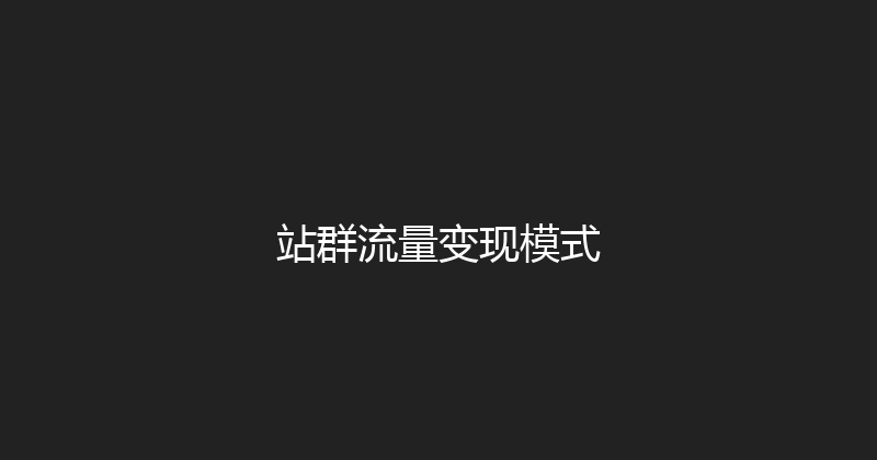站群流量变现模式 封面图