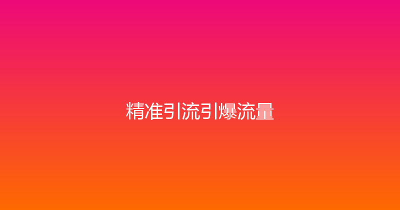 精准引流引爆流量 封面图