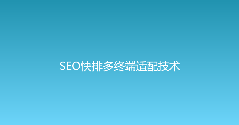 SEO快排多终端适配技术 封面图