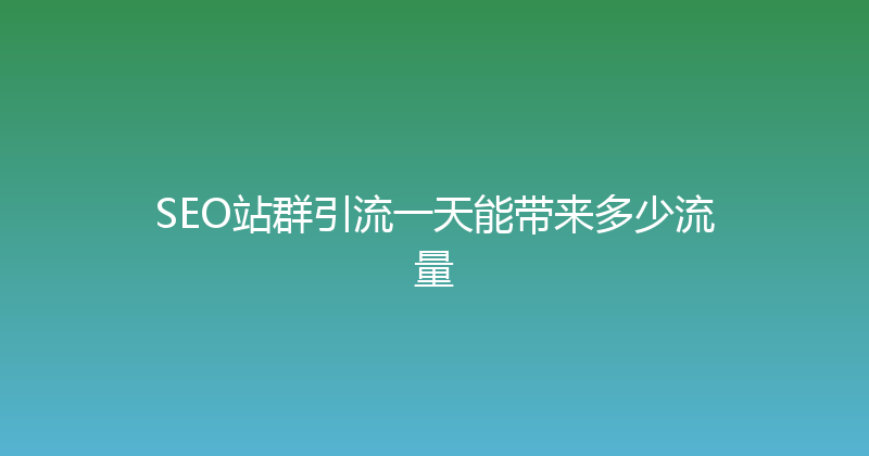 SEO站群引流一天能带来多少流量 封面图